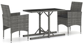 vidaXL Σετ Τραπεζαρίας Κήπου 3 Τεμαχίων Γκρι