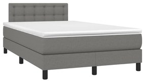 Κρεβάτι Boxspring με Στρώμα &amp; LED Σκ.Γκρι 120x200 εκ Υφασμάτινο - Γκρι