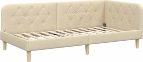 vidaXL Κρεβάτι Γωνίας Κρεμ 90 x 190 cm ύφασμα
