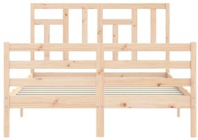 vidaXL Πλαίσιο Κρεβατιού με Κεφαλάρι 140x200 εκ. από Μασίφ Ξύλο