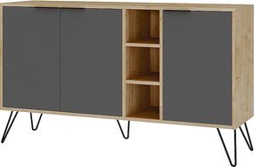 Μπουφές Clara Megapap χρώμα sapphire oak - ανθρακί 142x35,6x83εκ.