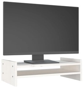 vidaXL Βάση Οθόνης Λευκή 50 x 27 x 15 εκ. από Μασίφ Ξύλο Πεύκου