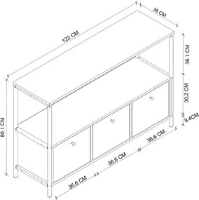 Μπουφές Mars Megapap χρώμα rustic καρυδί 122x36x80,1εκ.