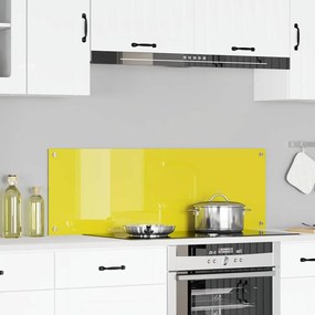 vidaXL Πίσω Τοίχος Κουζίνας Κίτρινος 120x40x0,6 εκ Γυαλί Ανοξείδωτο