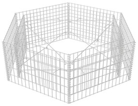 Συρματοκιβώτιο - Γλάστρα Υπερυψωμένη Εξάγωνη 160 x 140 x 50 εκ. - Ασήμι