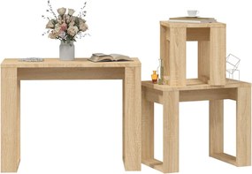 vidaXL Τραπεζάκια Ζιγκόν 3 τεμ. Sonoma Δρυς από Επεξεργασμένο Ξύλο