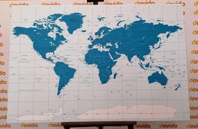Εικόνα στο φελλό ενός πολιτικού χάρτη του κόσμου σε μπλε