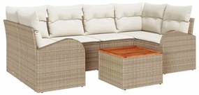 vidaXL Σετ Καναπέ Κήπου 7 pcs Μπεζ Πολυ ράταν