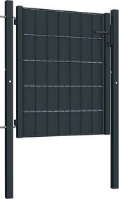 vidaXL Πόρτα Περίφραξης από PVC και Ατσάλι Ανθρακί 100x81 εκ.