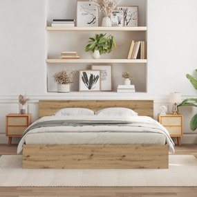 vidaXL Κρεβάτι με Κεφαλάρι σε Παλιό Δρύς – 180 x 200 εκ, από τεχνητό ξύλο.