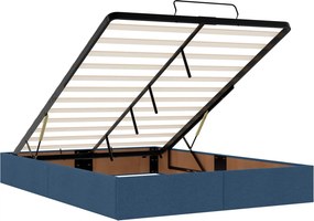 vidaXL Κρεβάτι Ottoman με Στρώμα και LED Μπλε 140 x 200 cm Ύφασμα