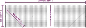 vidaXL Συρματόπλεγμα Περίφραξης Πράσινο 2,2 x 25 μ. με Βάσεις Φλάντζα