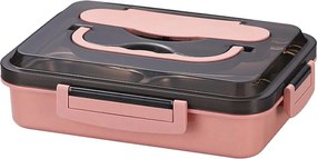 Φαγητοδοχείο inox με 4 χωρίσματα ροζ 1500ml