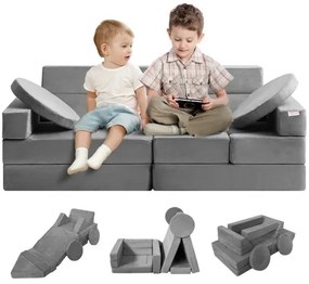 VEVOR Play Couch, 15pcs Modular Kids Nugget Couch, Toddler Foam Sofa Couch with High-density 25D Sponge for Playing, Creativing, Sleeping, Imaginative Kids Furniture for Bedroom and Playroom