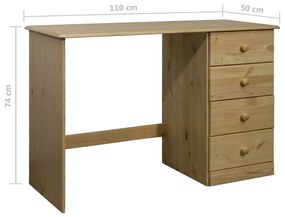 vidaXL Γραφείο με 4 Συρτάρια 110 x 50 x 74 εκ. από Μασίφ Ξύλο Πεύκου