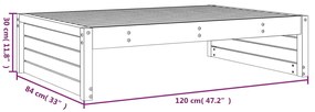 Υποπόδιο Κήπου Γκρι 120 x 80 εκ. από Μασίφ Ξύλο Πεύκου - Γκρι