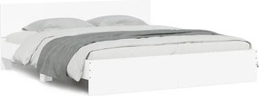 vidaXL Πλαίσιο Κρεβατιού με Κεφαλάρι/LED Λευκό 200 x 200 εκ.