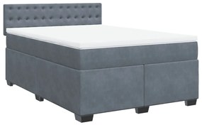 vidaXL Κρεβάτι Boxspring με Στρώμα Σκούρο Γκρι 140x200 εκ. Βελούδινο