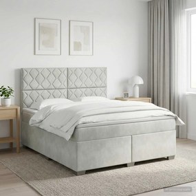vidaXL Κρεβάτι box spring με στρώμα Ανοιχτό γκρι 180 x 200 cm Βελούδο