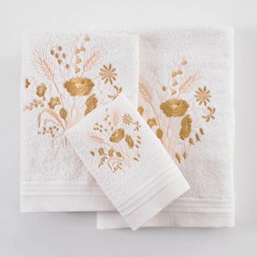 Πετσέτες Sabine Σετ 3τμχ Ecru Ρυθμός Towels Set 100% Βαμβάκι