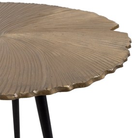 LEAF 50 SIDE TABLE ΧΡΥΣΟ ΜΑΤ ΜΑΥΡΟ D50xH36cm