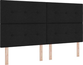 vidaXL LED Κρεβάτι με βάθρο με κεφαλάρι Μαύρο 180 x 200 cm ύφασμα