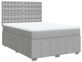 vidaXL Κρεβάτι Boxspring με Στρώμα Ανοιχτό Γκρι 140x190 εκ. Υφασμάτινο