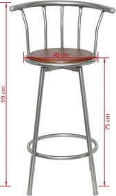 vidaXL Σκαμπό Μπαρ 2 τεμ. Καφέ Ατσάλινα