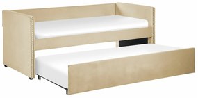 Κρεβάτι Berwyn 1228, Μονόκλινο με έξτρα κρεβάτι, Ανοιχτό καφέ, 90x200, Ταπισερί, Τάβλες για Κρεβάτι, 99x213x84cm, 52 kg, Ξύλο: Ευκάλυπτος | Epipla1.gr