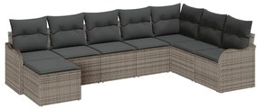 vidaXL Σετ Καναπέ Κήπου με μαξιλάρι 8 pcs Γκρι Πολυ ράταν