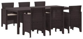 Σέτ φαγητού για κήπο 7 pcs Καφέ Rattan Polt