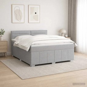 vidaXL Κρεβάτι box spring με στρώμα Ανοιχτό γκρι 140 x 200 cm Ύφασμα