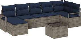 vidaXL Σετ Καναπέ με μαξιλάρι 8 pcs Γκρι συνθετικό ρατάν