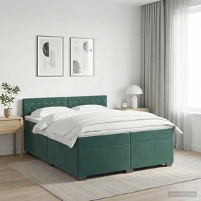 vidaXL Κρεβάτι box spring με στρώμα Σκούρο Πράσινο 200 x 200 cm