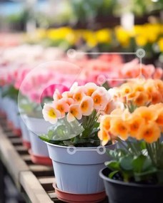 Intra Συλλεκτικό Ξύλινο Παζλ Plywood 4mm - Πολύχρωμα λουλούδια σε γλάστρες στην αγορά λουλουδιών Σε Ξύλινο Κουτί - Διαστάσεις: 10x10 cm – 25 κομμάτια