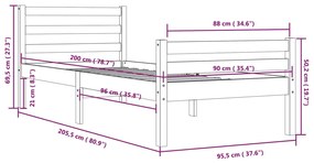 ΠΛΑΙΣΙΟ ΚΡΕΒΑΤΙΟΥ ΛΕΥΚΟ 90 X 200 ΕΚ. ΑΠΟ ΜΑΣΙΦ ΞΥΛΟ 814805