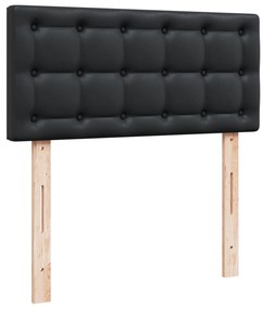 vidaXL Κρεβάτι Boxspring με Στρώμα Μαύρο 90x200εκ. από Συνθετικό Δέρμα