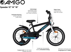 Speeder 16 Inch 27 cm Boys Coaster Brake Black/Blue