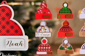 Intra απο ξύλο plywood 3mm-4mm πάχος Ξύλινο Χριστουγεννιάτικο Στολίδι Beanie Hat Δίασταση 8x8 cm INTRAFABR-111865291