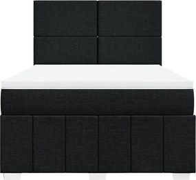 vidaXL Κρεβάτι Boxspring με Στρώμα Μαύρο 140x200 εκ. Υφασμάτινο