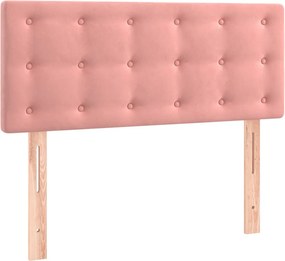 vidaXL Κρεβάτι Boxspring με Στρώμα Ροζ 90x200 εκ. Βελούδινο