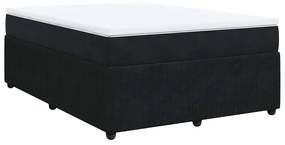 vidaXL Κρεβάτι Boxspring με Στρώμα Μαύρο 140x190 εκ. Βελούδινο