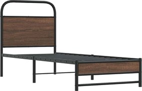 vidaXL Πλαίσιο Κρεβατιού Χωρ. Στρώμα Καφέ Δρυς 75x190εκ Επεξ. Ξύλο