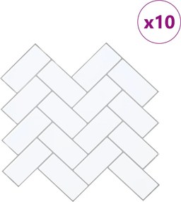 vidaXL Πλακάκι ψαροκόκαλο 10 τεμ. Λευκό Γκρι 30 x 30 cm
