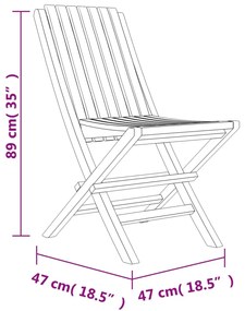 vidaXL Καρέκλες Κήπου Πτυσσόμενες 6 τεμ. 47x47x89 εκ. Μασίφ Ξύλο Teak