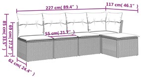 vidaXL Σετ Καναπέ Κήπου 5 Τεμαχίων Μαύρο Συνθετικό Ρατάν με Μαξιλάρια