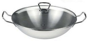 Τηγάνι Wok Με Γυάλινο Καπάκι Kumming 6823350010 Φ36cm Inox Fissler 36cm Stainless Steel