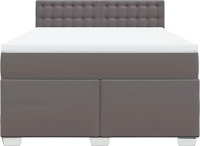 vidaXL Κρεβάτι Boxspring με Στρώμα Γκρι 160x200εκ. από Συνθετικό Δέρμα