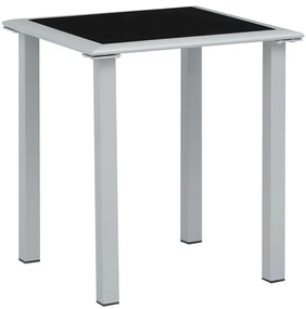 vidaXL Τραπέζι Κήπου Μαύρο/Ασημί 41x41x45 εκ. από Ατσάλι και Γυαλί