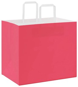 vidaXL Χάρτινες σακούλες 250 τεμάχια με χερούλια Ροζ 32x22x28 εκ.